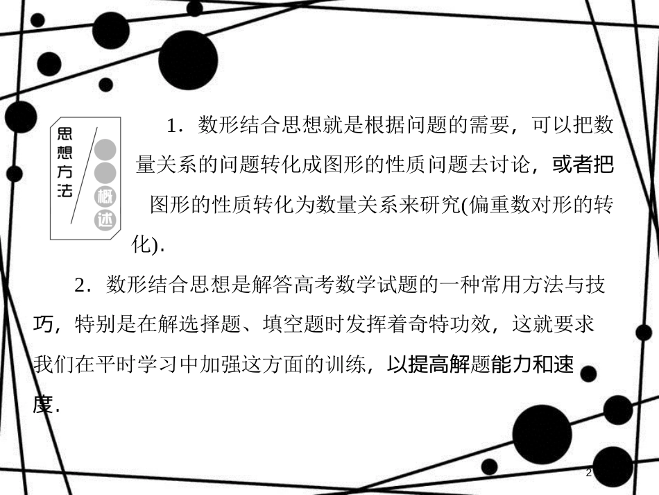 高考数学二轮复习 第一部分 论方法 1-2 数形结合思想课件 理_第2页