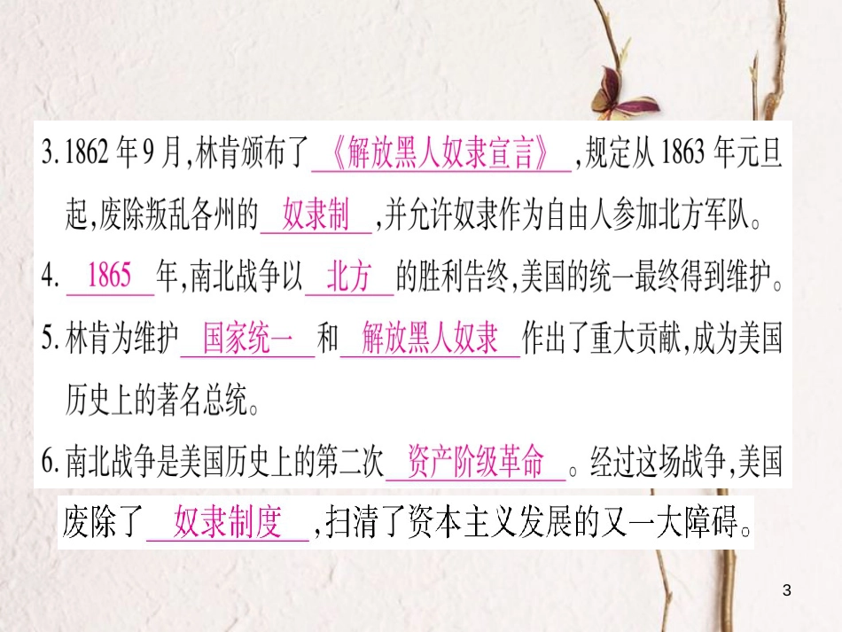 （广西专版）九年级历史上册第18课美国南北战争习题课件新人教版_第3页