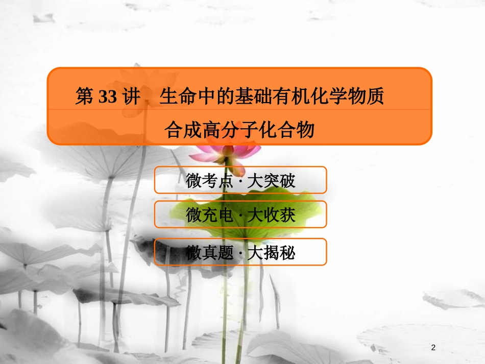 （新课标）高考化学大一轮复习33生命中的基础有机化学物质合成高分子化合物课件新人教版_第2页