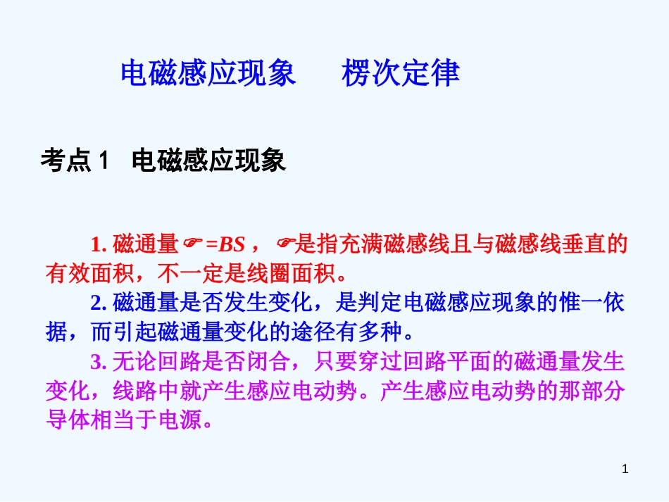 高中物理 9.1电磁感应现象 楞次定律基础课件_第1页