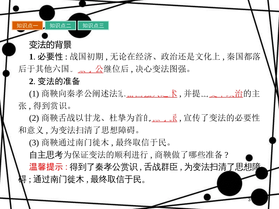 高中历史 第二单元 古代历史上的改革(下) 第4课 商鞅变法与秦的强盛课件 岳麓版选修1_第3页