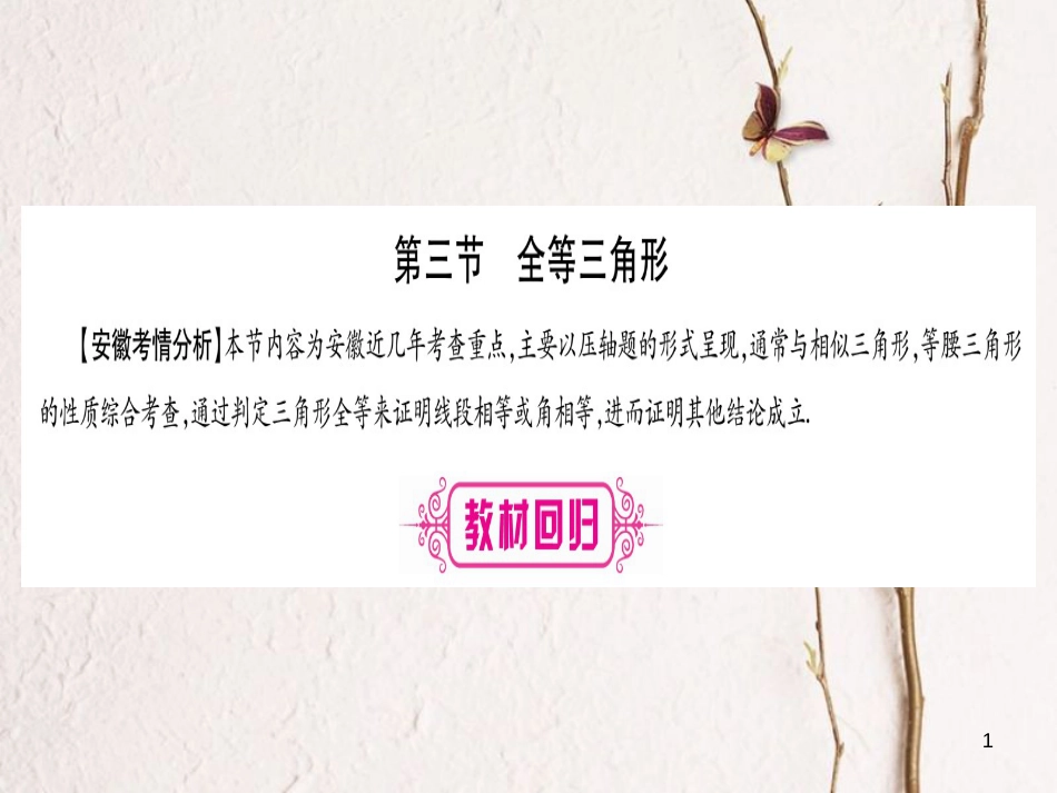 （安徽专版）中考数学总复习第一轮考点系统复习第4章三角形第3节全等三角形课件_第1页
