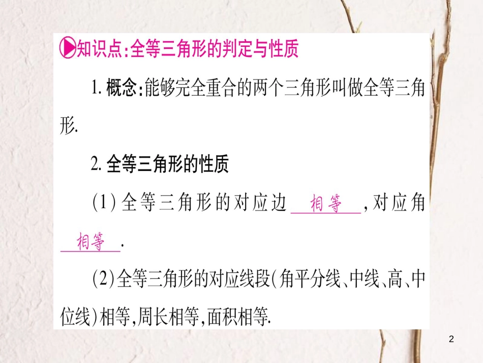 （安徽专版）中考数学总复习第一轮考点系统复习第4章三角形第3节全等三角形课件_第2页