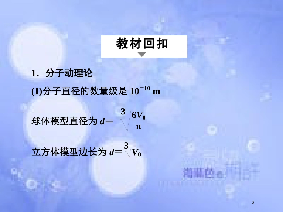 高考物理二轮复习 第三部分 临考教材回扣 经典题型再做 考前第2天 热学部分课件 新人教版_第2页