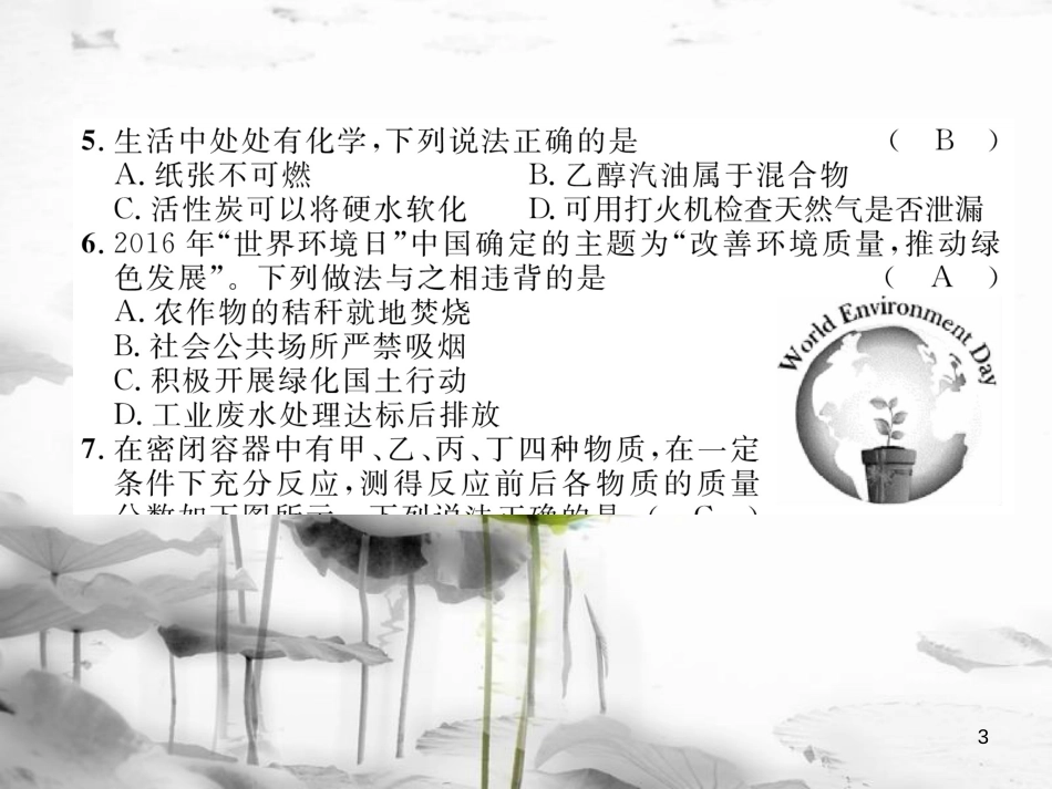 （云南专版）九年级化学上册 期末达标测试卷课件 （新版）新人教版_第3页