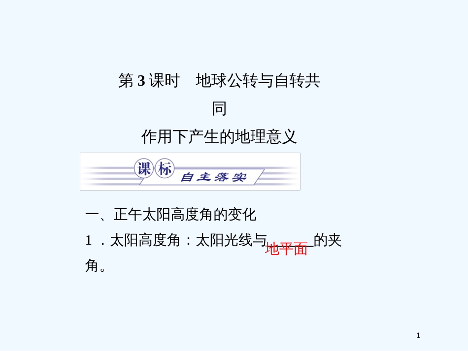 高中地理 地球公转与自转共同作用下产生的地理意义课件 中图版必修1_第1页