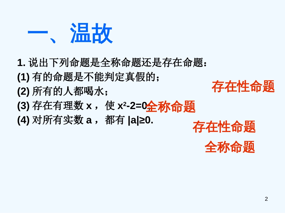 高中数学 1.3.2含有一个量词的命题的否定课件 新人教A版选修1_第2页