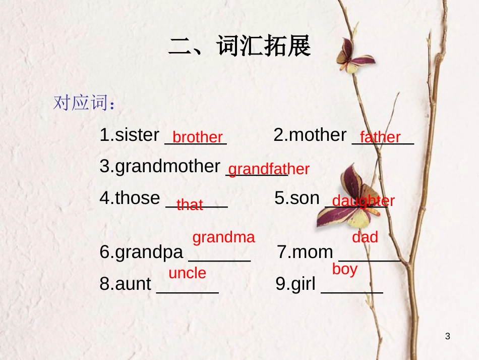 七年级英语上册 Unit 2 This is my sister复习课件 （新版）人教新目标版_第3页