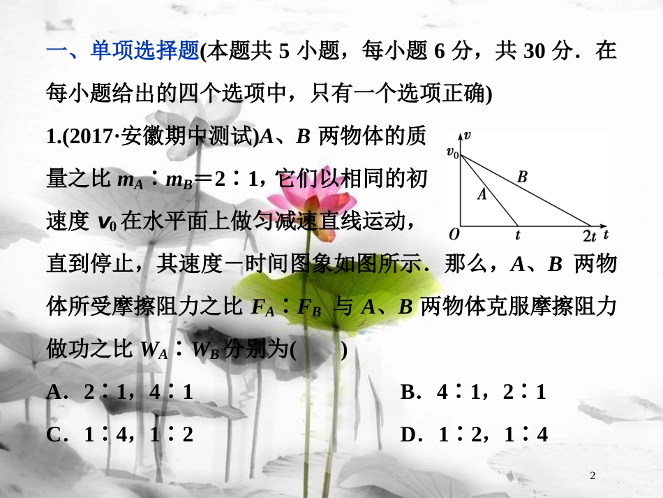 （新课标）高考物理一轮复习 第五章 机械能及其守恒定律章末过关检测课件_第2页