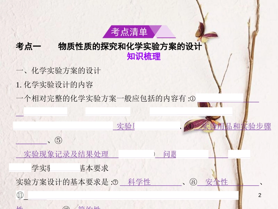 高考化学总复习第五部分专题二十一化学实验方案的设计和反应条件的控制课件_第2页