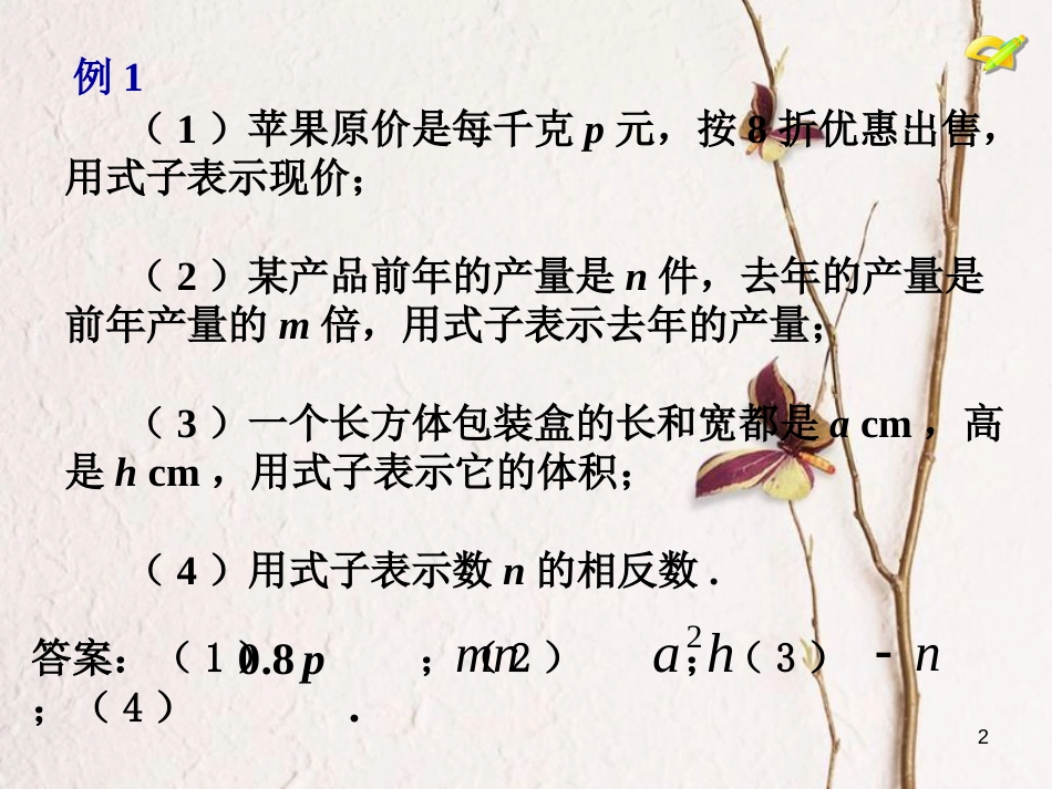 七年级数学上册 3.1 列代数式 3.1.1 用字母表示数教学课件2 （新版）华东师大版_第2页