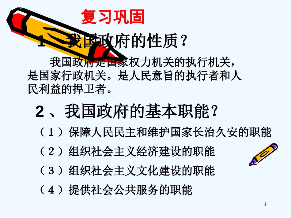 高中政治 2.3.2政府的责任 对人民负责课件 新人教版必修2_第1页