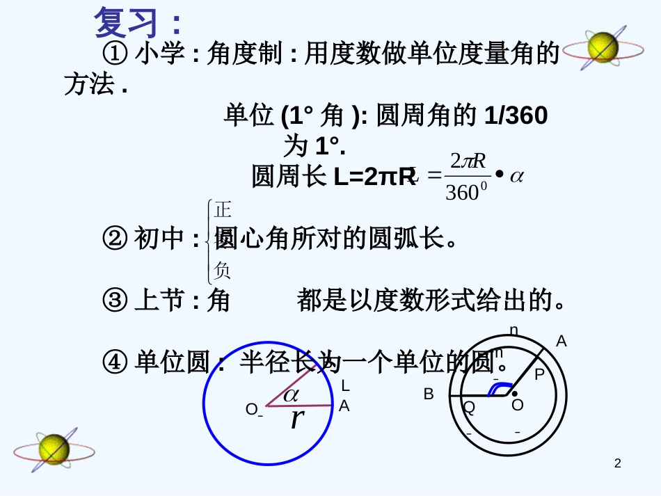 高中数学 弧度制课件 新人教A版必修2_第2页