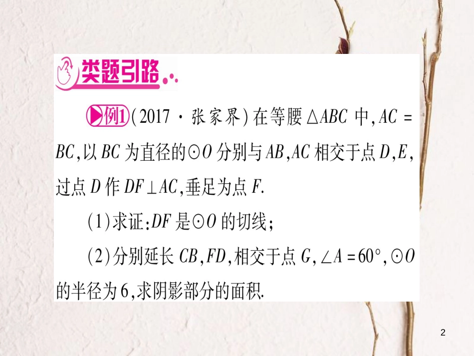 湖南省中考数学复习 第2轮 中档题突破 专项突破8 圆中的证明与计算课件_第2页