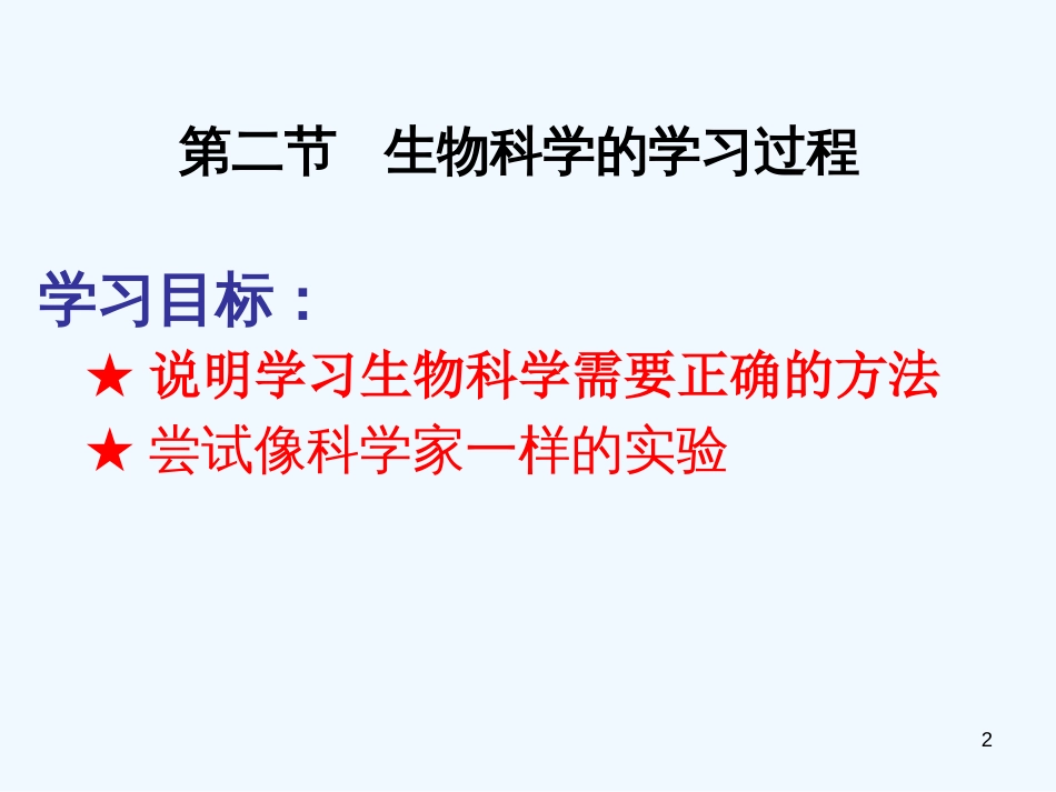 高中生物 第一章 生物科学和我们 第二节 生物科学的学习过程课件2 苏教版必修1_第2页