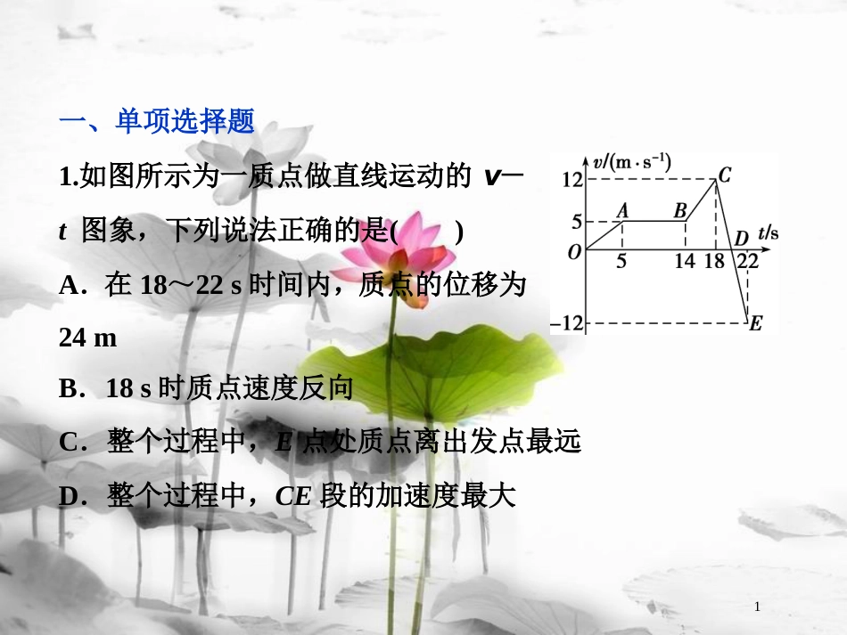 （新课标）高考物理一轮复习第一章运动的描述匀变速直线运动的研究第三节运动图象追及、相遇问题课后检测能力提升课件_第1页