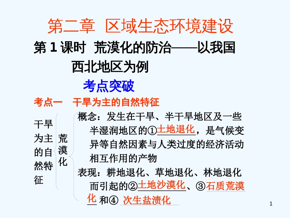 （广东专用）高考地理 第2章 第1课时 沙漠化的防治—以我国西北地区为例课件 新人教版必修3_第1页