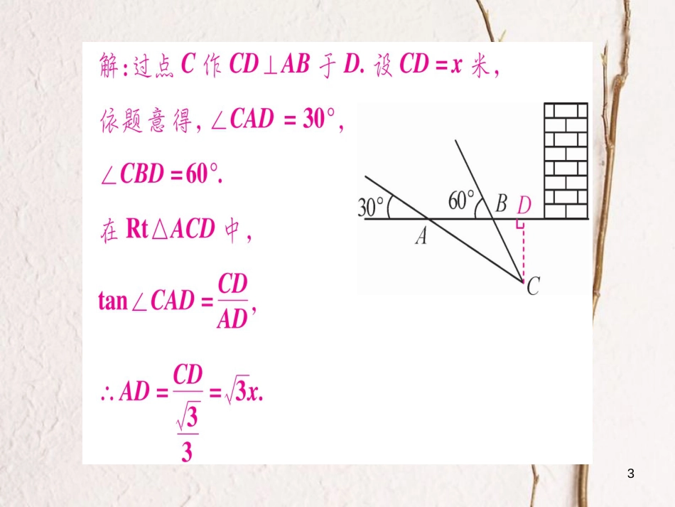 （湖南专版）中考数学总复习第二轮湖南中档题突破专项突破7解直角三角形的实际应用课件_第3页