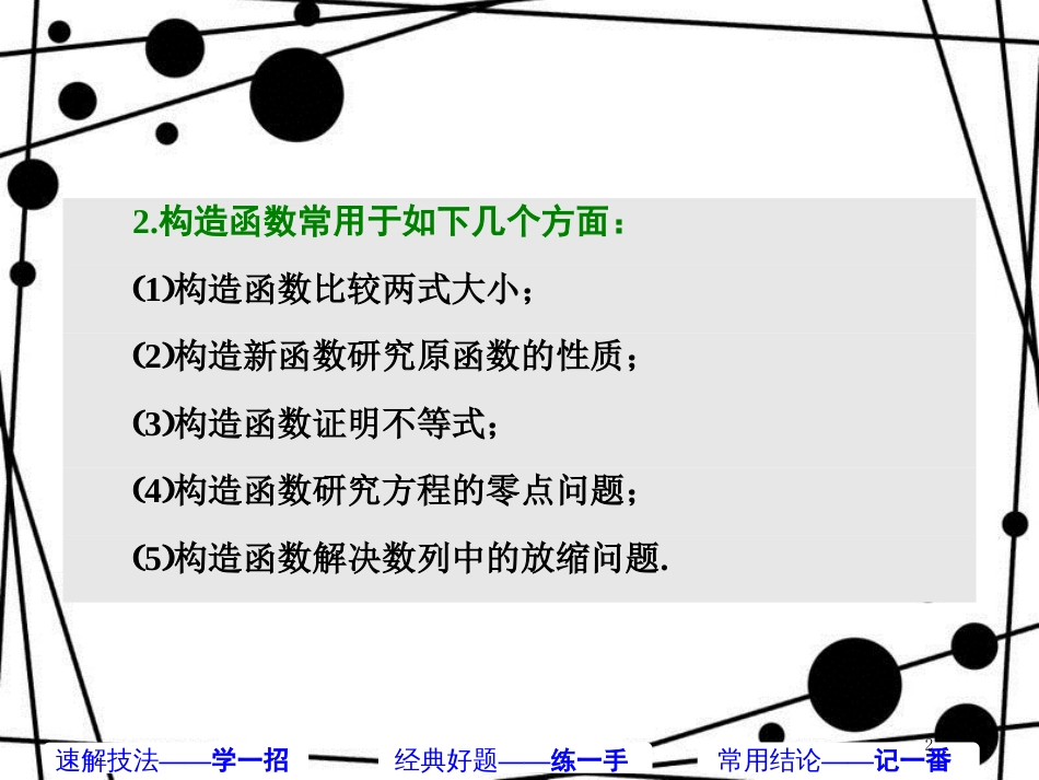 高考数学二轮复习 第一部分 板块（二）系统热门考点——以点带面（十六）构造函数 突破压轴课件 文_第2页