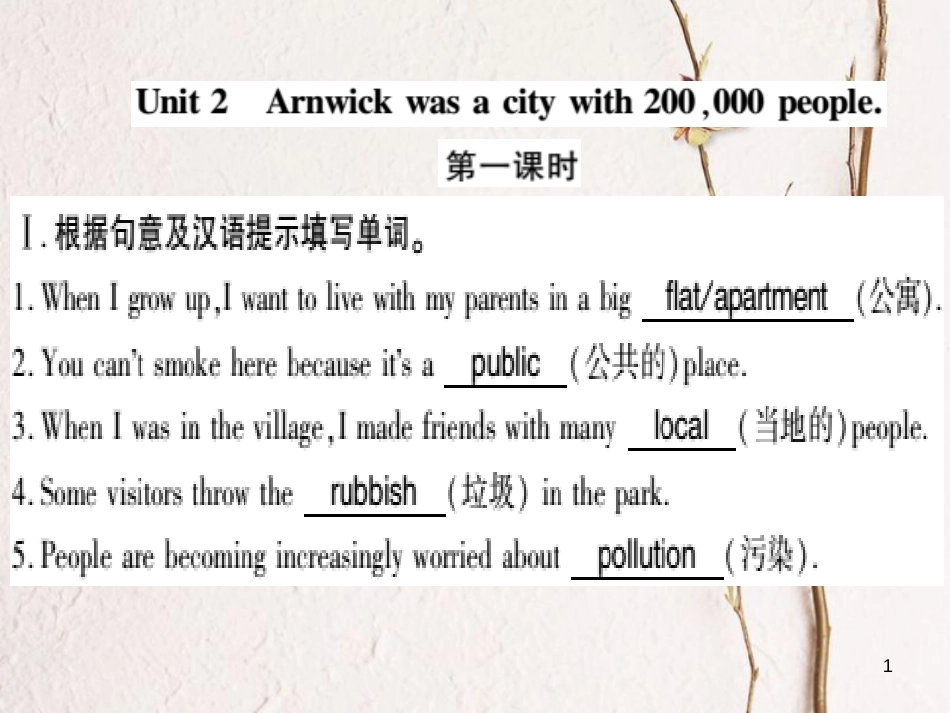 广西北部湾八年级英语上册 Module 9 Population Unit 2 Arnwick was a city with 200,000 people习题课件 （新版）外研版_第1页