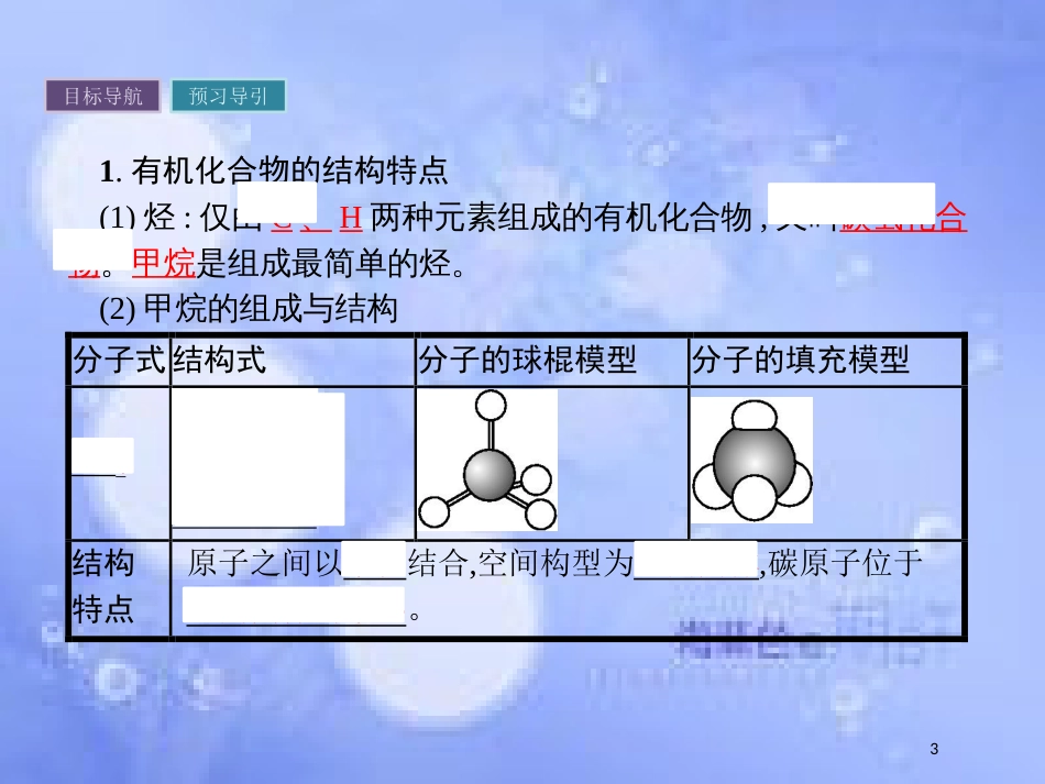 春高中化学 第3章 重要的有机化合物 3.1.2 有机化合物的结构特点课件 鲁科版必修2_第3页