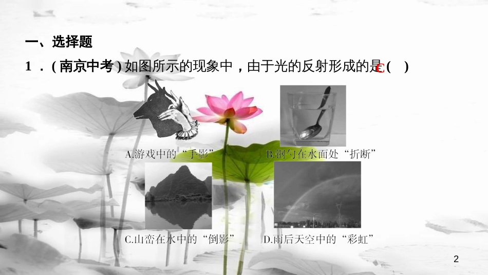 八年级物理上册 第四章 光现象期末章节复习课件 （新版）新人教版_第2页