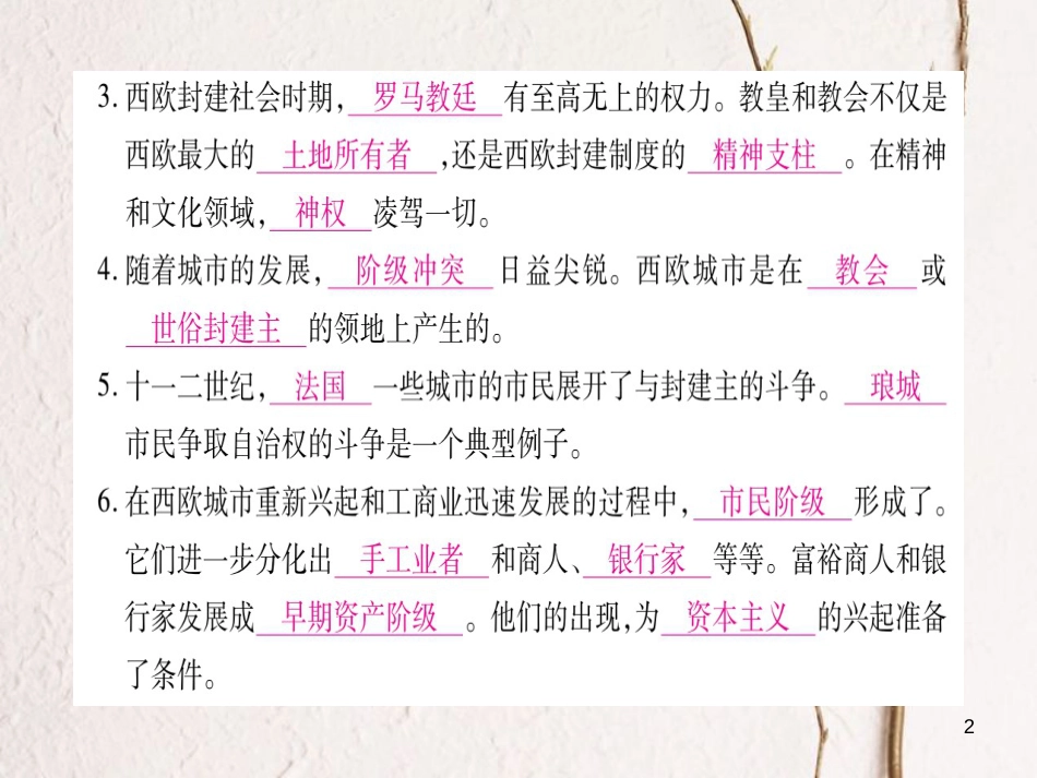 （广西专版）九年级历史上册第5课中古欧洲社会习题课件新人教版_第2页