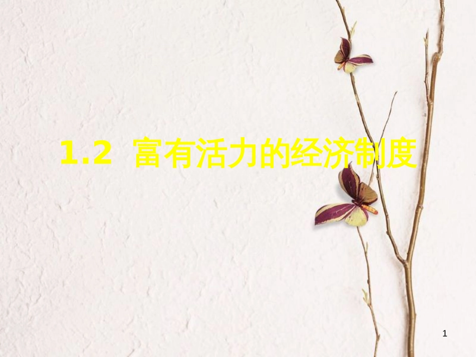 九年级政治全册 第一单元 认识国情 了解制度 1.2 富有活力的经济制度课件 粤教版_第1页