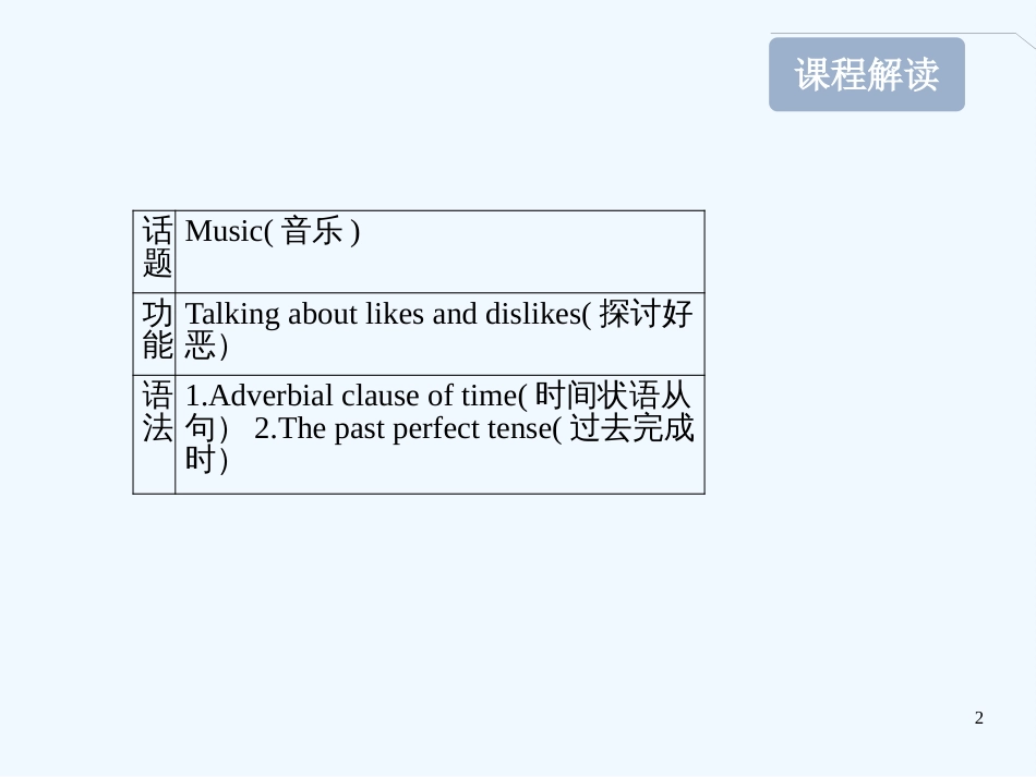 高考英语一轮复习 Module3 Music 精品课件 外研版必修2_第2页