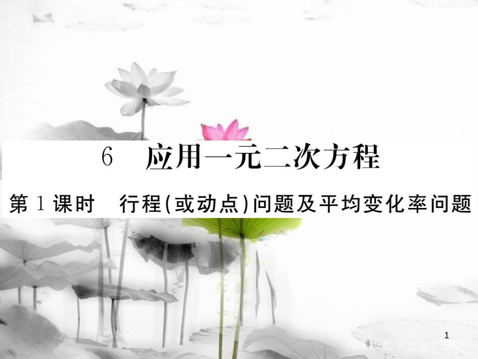 （江西专用）九年级数学上册2.6应用一元二次方程第1课时行程（或动点）问题及平均变化率问题讲练课件（新版）北师大版_第1页