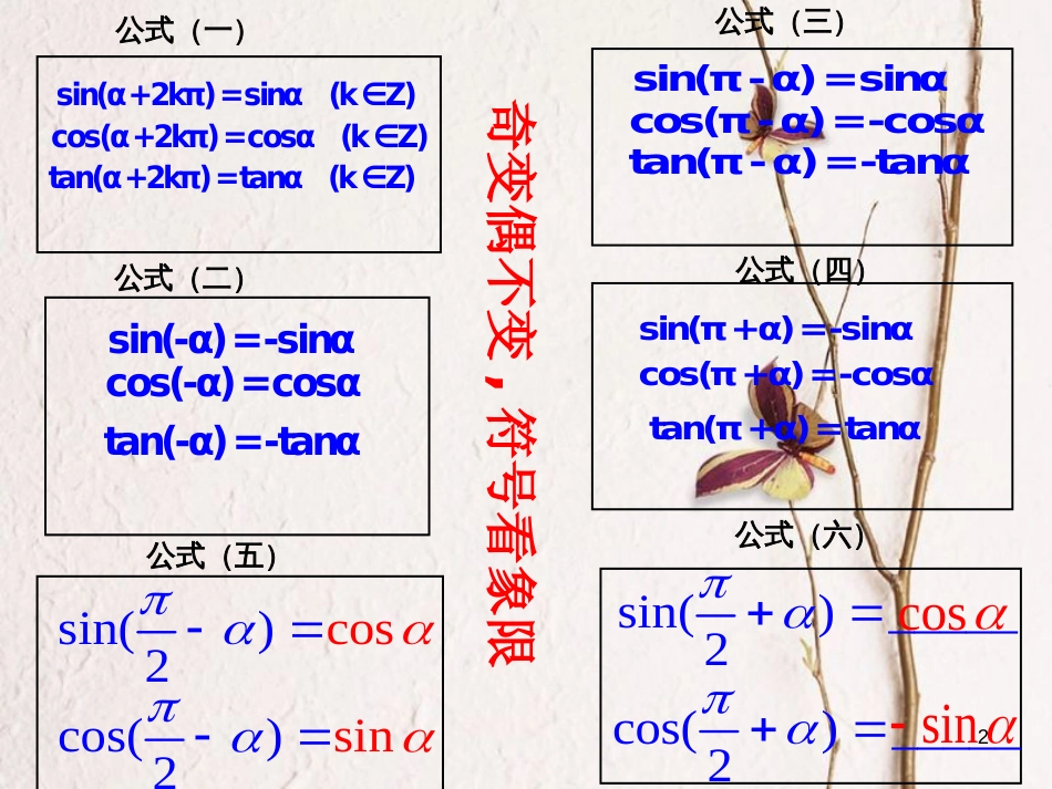 江苏省宿迁市高中数学 第一章 三角函数 1.2.3 三角函数的诱导公式（3）课件3 苏教版必修4_第2页