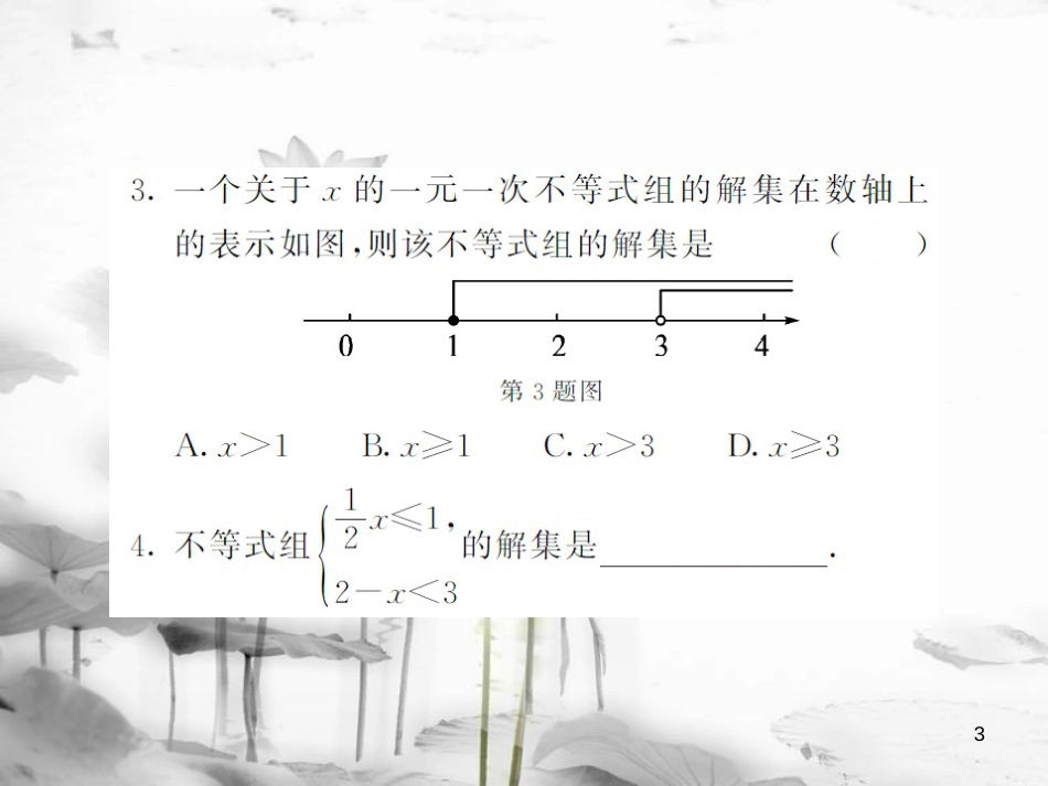 八年级数学上册 第4章 一元一次不等式（组）4.5 一元一次不等式组习题课件 （新版）湘教版_第3页