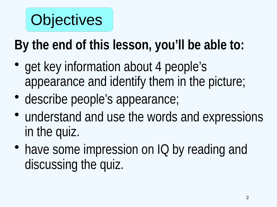 高二英语 模块5 Unit13 Lesson1 EQ：IQ-Warm-up课件 北师大版选修5_第2页