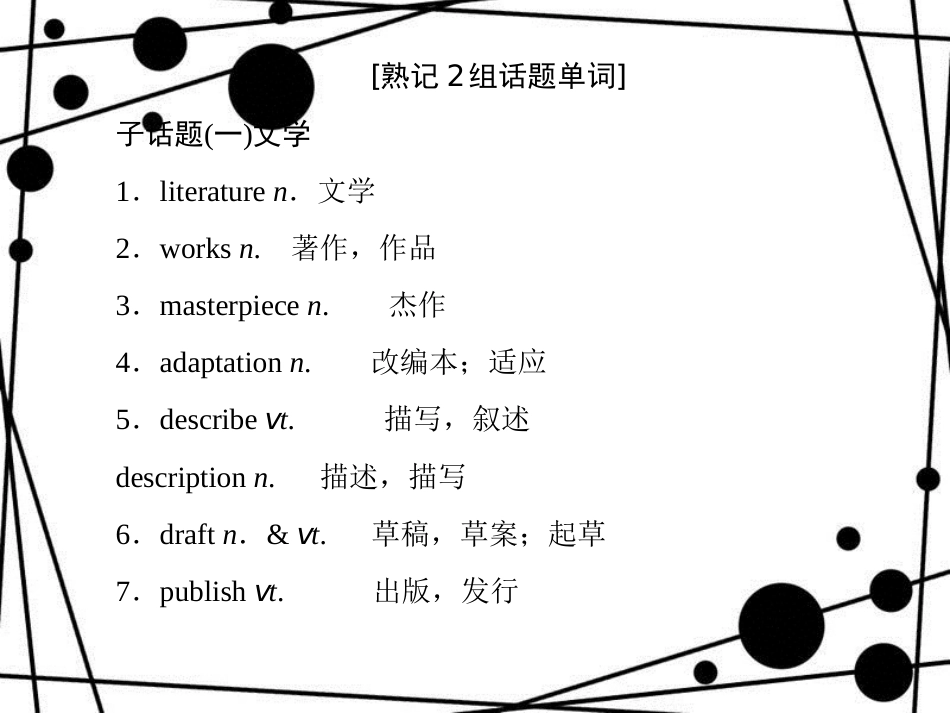 高三英语二轮复习 板块四 晨读晚记 专题11 文学与艺术课件_第3页