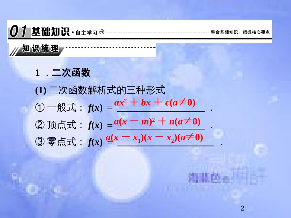 高考数学总复习 2.4 二次函数与幂函数课件 文 新人教B版_第2页