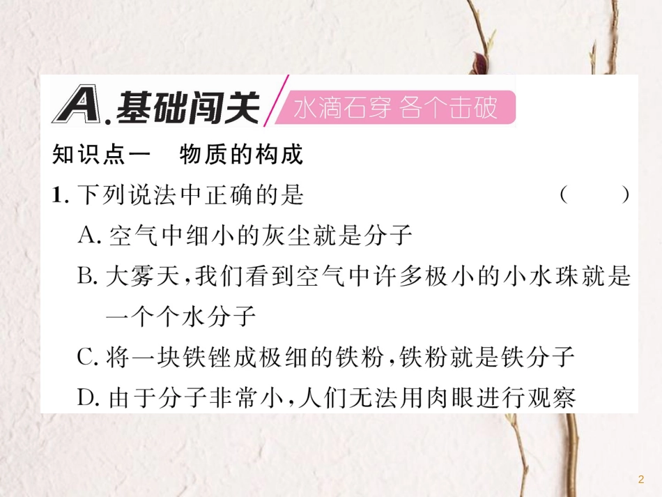 （安徽专版）九年级物理全册第13章内能第1节分子热运动课件（新版）新人教版_第2页
