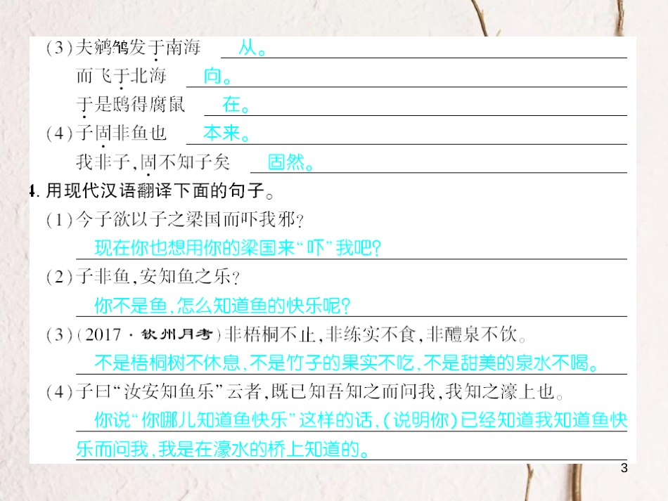 广西北部湾九年级语文下册 第五单元 19 鱼我所欲也习题课件 （新版）新人教版_第3页