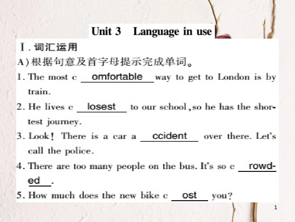 广西北部湾八年级英语上册 Module 4 Planes, ships and trains Unit 3 Language in use习题课件 （新版）外研版_第1页