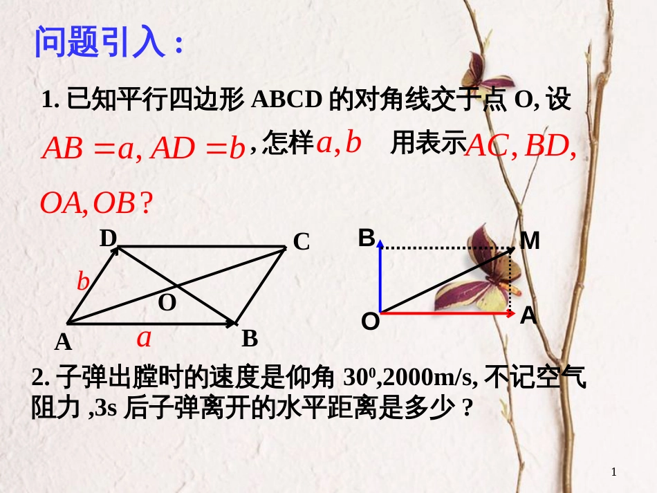 江苏省宿迁市高中数学 第二章 平面向量 2.1.1 平面向量基本定理课件1 苏教版必修4_第1页