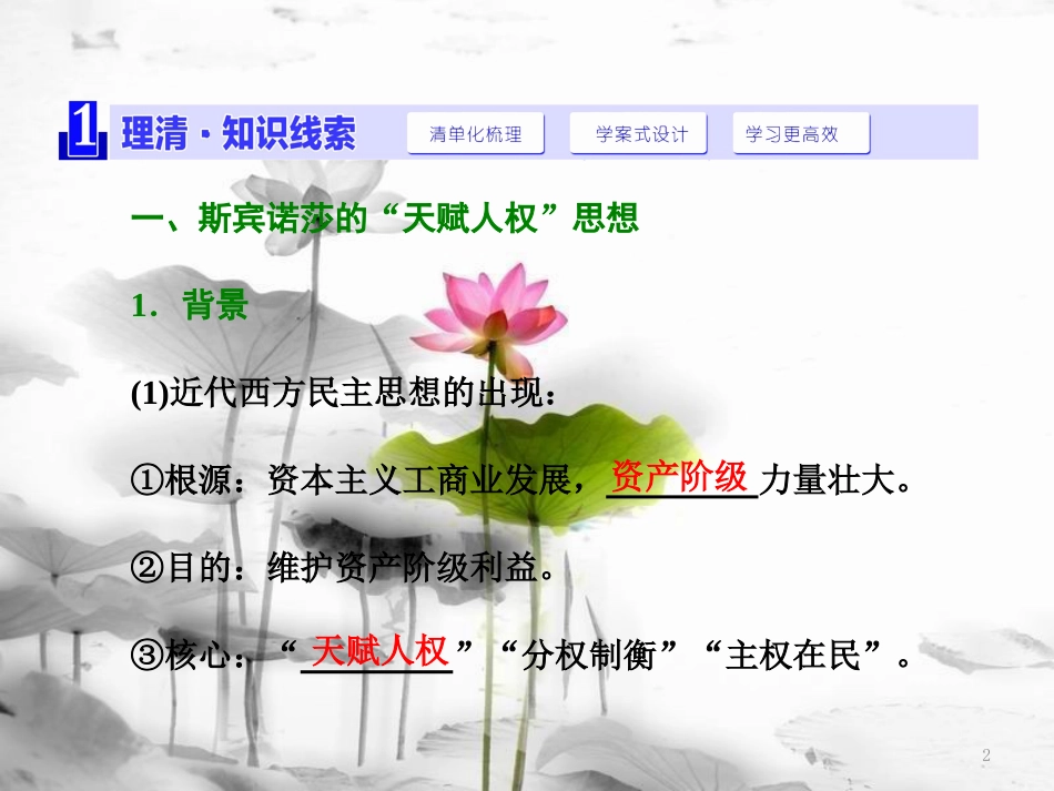 高中历史 第1单元 专制理论与民主思想的冲突 第2课 近代西方的民主思想课件 新人教版选修2_第2页