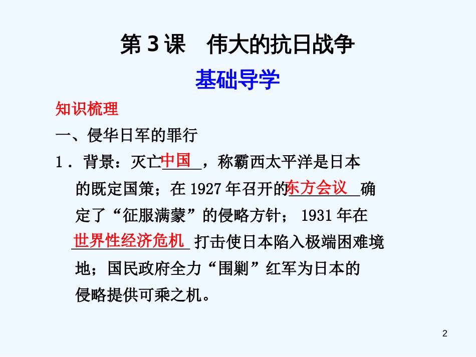 高中历史 专题二 第3课 伟大的抗日战争课件 人民版必修1_第2页