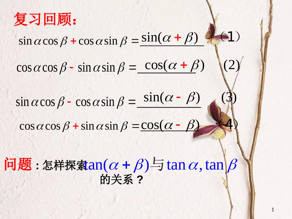 江苏省宿迁市高中数学 第三章 三角恒等变换 3.1.3 两角和与差的正切课件 苏教版必修4_第1页