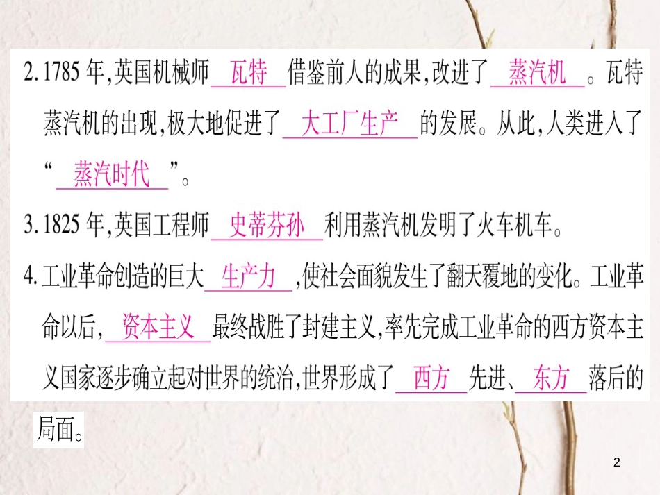 （广西专版）九年级历史上册第14课蒸汽时代的到来习题课件新人教版_第2页