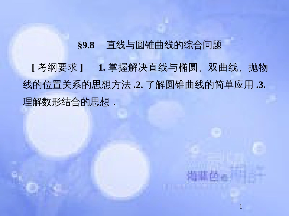 高考数学总复习 9.8.1 直线与圆锥曲线课件 文 新人教B版_第1页