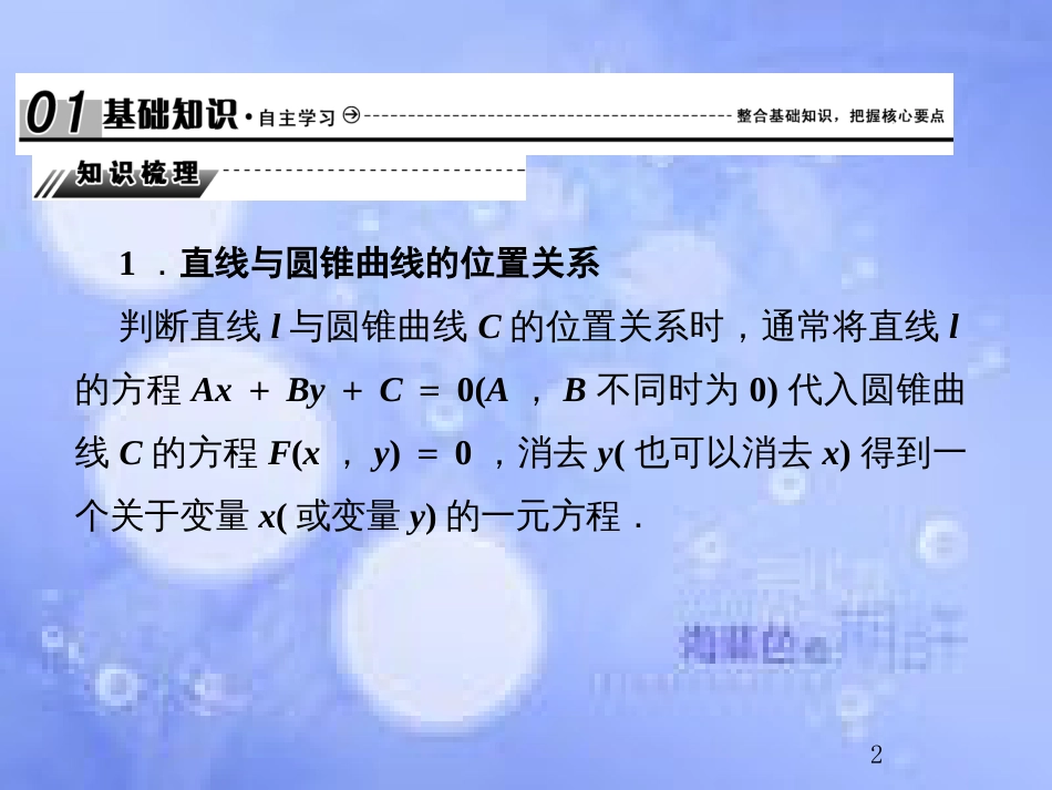 高考数学总复习 9.8.1 直线与圆锥曲线课件 文 新人教B版_第2页