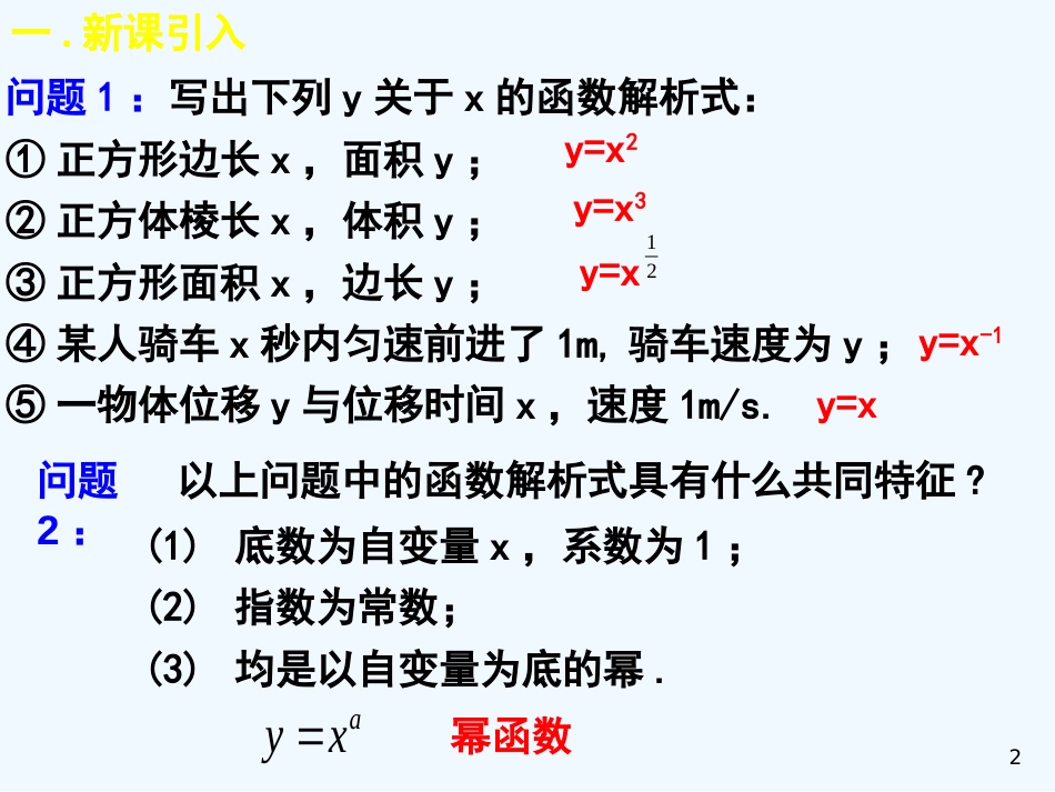 高中数学：2.3.1《幂函数》课件（新人教A版必修1）_第2页