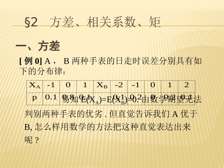 4.2 方差、相关系数、矩概率论与数理统计_第1页