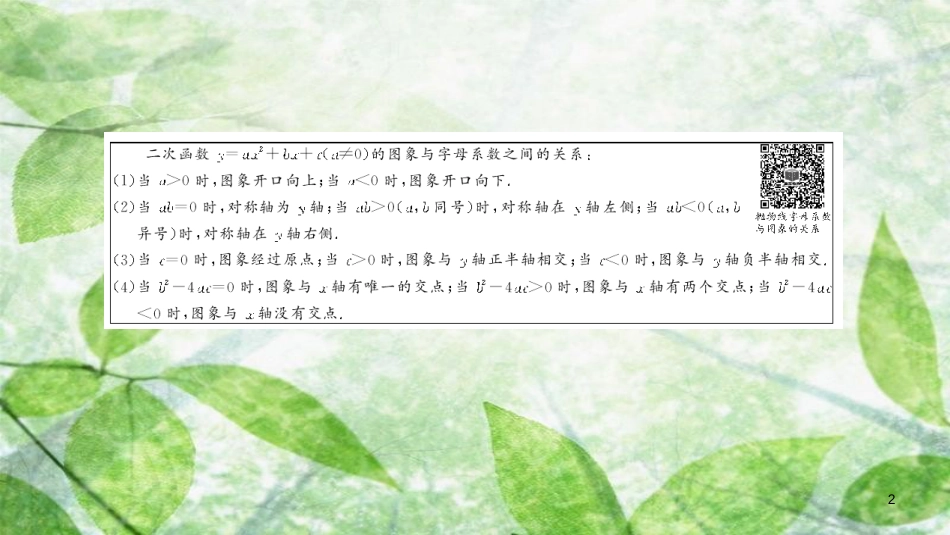 九年级数学上册 第二十二章 二次函数 专题强化（三）二次函数的图象与字母系数之间的关系习题优质课件 （新版）新人教版_第2页