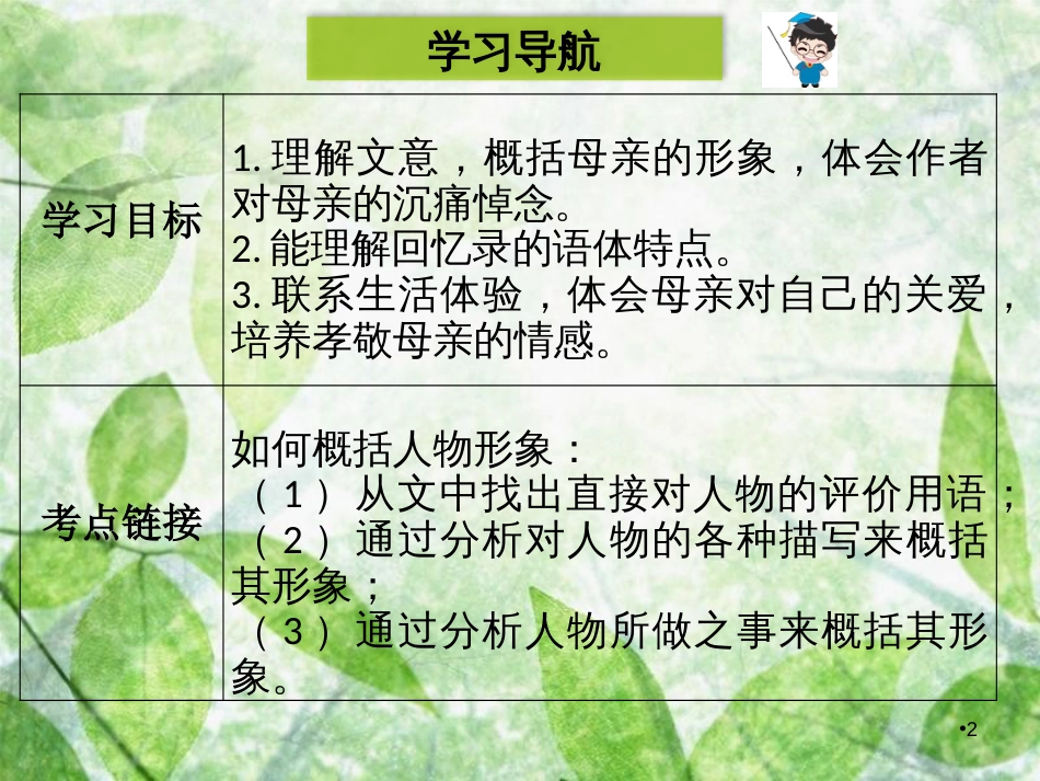 八年级语文上册 第二单元 6回忆我的母亲优质课件 新人教版_第2页