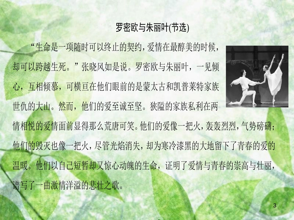 高中语文 第2单元 爱的生命乐章单元导读优质课件 鲁人版必修5_第3页